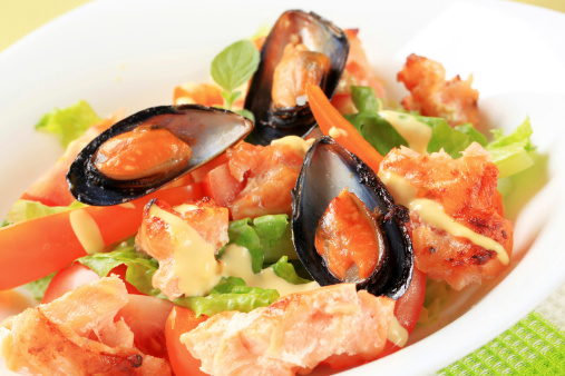salat med muslinger